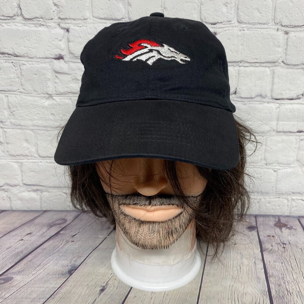 Sports Dad Hat Cap Strap Back Black Broncos Embroidered Logo Cotton Pedigree